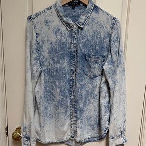 Velvet Heart sz L Acid Wash jean Button Down l/s shirt - Cdn Tuxedo attire - 80s
